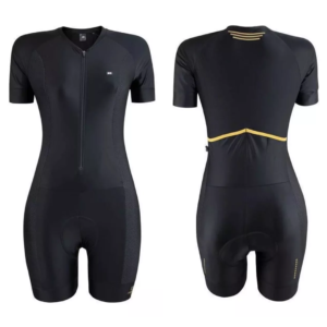 Macaquinho Ciclismo Fem Marcio May UltraBlack Carbon Dourado Tam M