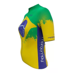 Camisa Ciclismo Feminino Márcio May Sport Bandeira Brasil Tam P