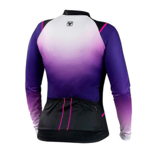 Camisa Ciclismo Feminino Free Force Sport ML Snowy Pto/ Roxo Tam G