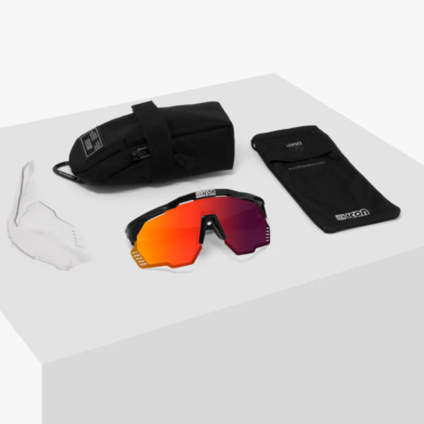 Óculos SCICON Aeroshade Kunken Preto Lente Vermelho + Lente Transparente - Image 5