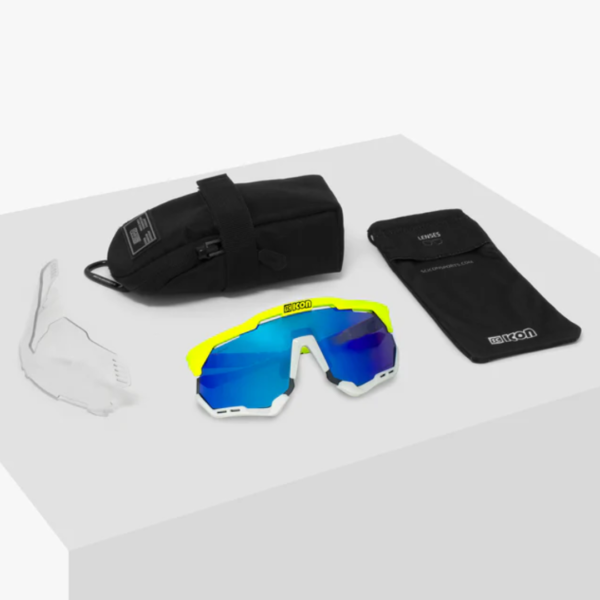 Óculos SCICON Aeroshade XL Amarelo Lente Azul + Lente Transparente - Image 3