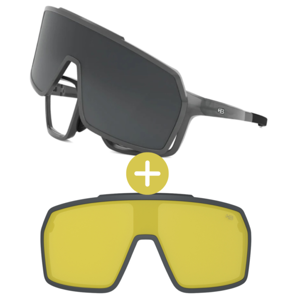 Kit Óculos HB Presto Black Gray + lente Yellow + Brinde HB