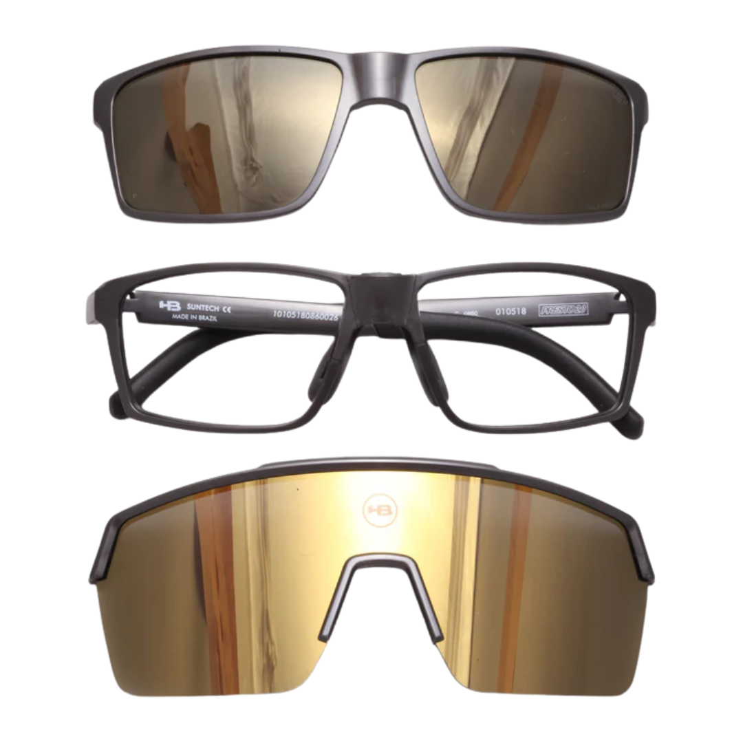 Kit Óculos HB Presto 2.0 Gold Chrome+ Lente Gray + Brinde HB - Imagem 4