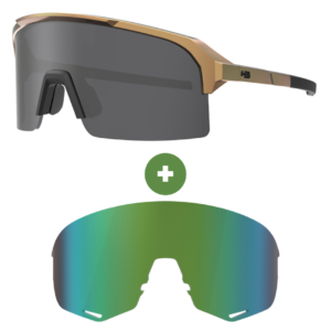 Kit Óculos HB Edge Gloss Gold Matte Black Gray + Lente R Green Chrome