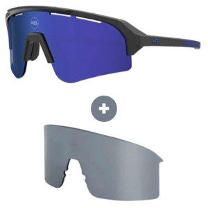 Kit Óculos HB Edge S Matte Black Blue Chrome + Lente Silver