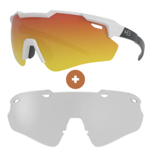 Óculos HB Shield Evo 2.0 Matte Whitte Graphite Red Chrome + Lente PHOTOCHROMIC