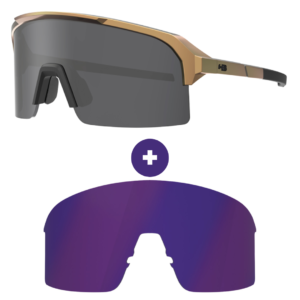 Kit Óculos HB Edge Gloss Gold Matte Black Gray + Lente Blue Chrome