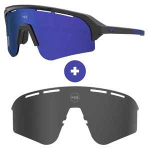 Kit Óculos HB Edge S Matte Black Blue Chrome + Lente S Gray