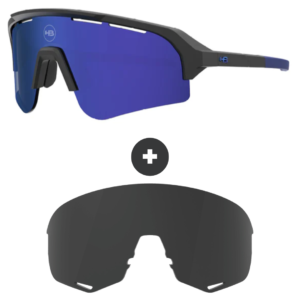 Kit Óculos HB Edge S Matte Black Blue Chrome + Lente R Gray