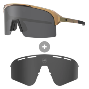 Kit Óculos HB Edge Gloss Gold Matte Black Gray + Lente S Gray