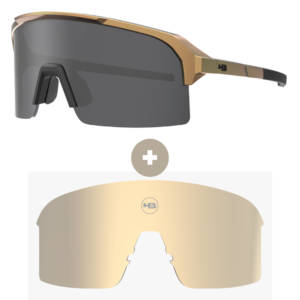 Kit Óculos HB Edge Gloss Gold Matte Black Gray + Lente Gold Chrome