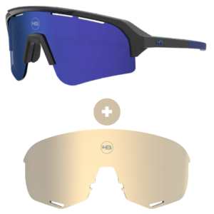 Kit Óculos HB Edge S Matte Black Blue Chrome + Lente R Gold Chrome