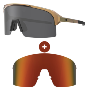 Kit Óculos HB Edge Gloss Gold Matte Black Gray + Lente Red Chrome