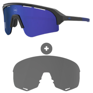 Kit Óculos HB Edge S Matte Black Blue Chrome + Lente R Silver