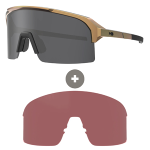 Kit Óculos HB Edge Gloss Gold Matte Black Gray + Lente Amber