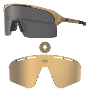 Kit Óculos HB Edge Gloss Gold Matte Black Gray + Lente S Gold Chrome