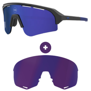 Kit Óculos HB Edge S Matte Black Blue Chrome + Lente R Blue Chrome