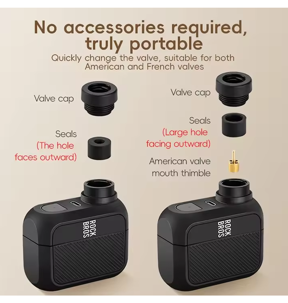 Bomba Mini Smart Elétrica Portátil 100psi USB-C Rockbros - Imagem 4