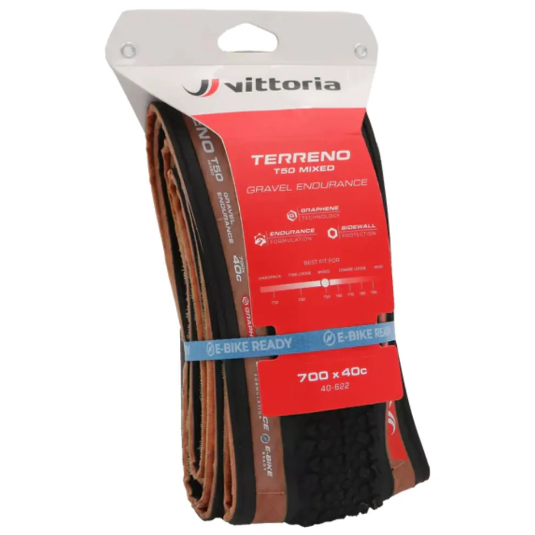 Par Pneu Vittoria Terreno Gravel T50 TLR 700x45 Endurance Preto Marrom 11A00612 - Imagem 5