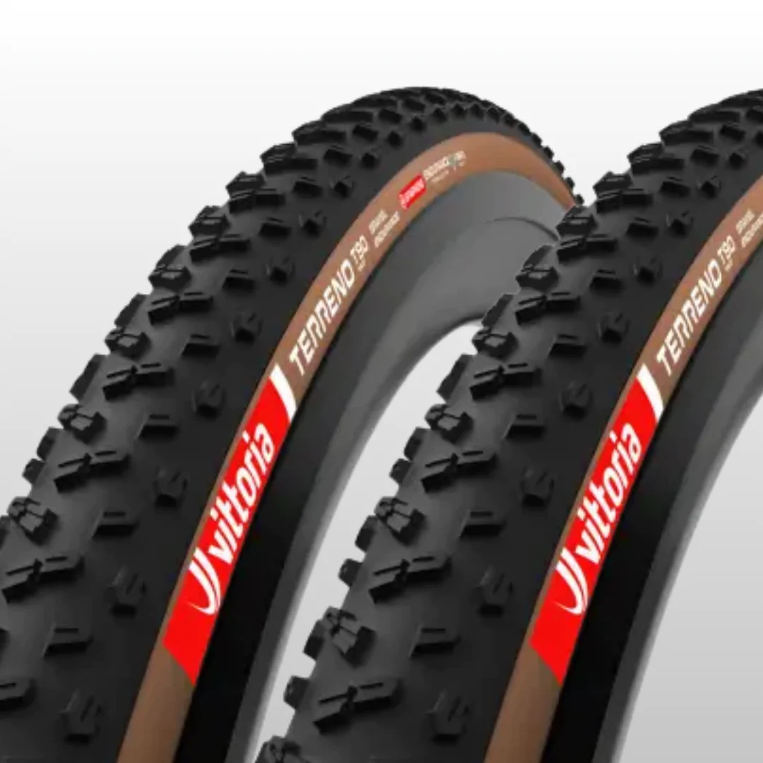 Par Pneu Vittoria Terreno Gravel T90 TLR 700x45 Endurance Preto Marrom 11A00829