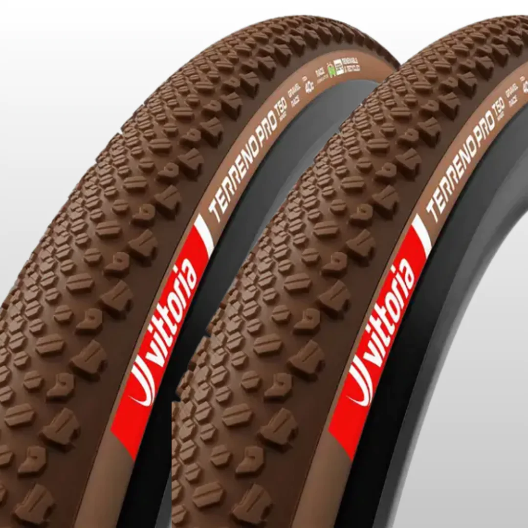 Par Pneu Gravel Vittoria Terreno Pro T50 700x45 TLR Marrom Natural 11A01146