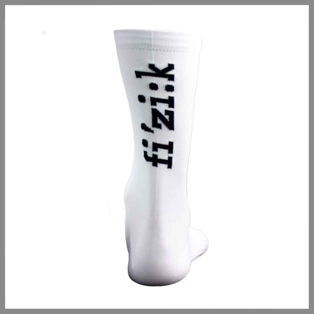 Meia Ciclismo Fizik Branca Logo Preto - Imagem 3