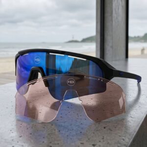 Kit Óculos HB Edge S Matte Black Blue Chrome + Lente S Amber