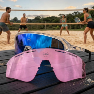 Kit Óculos HB Edge Gloss Crystal Blue Chrome + Lente S Pink