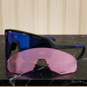 Kit Óculos HB Edge S Matte Black Blue Chrome + Lente R Pink
